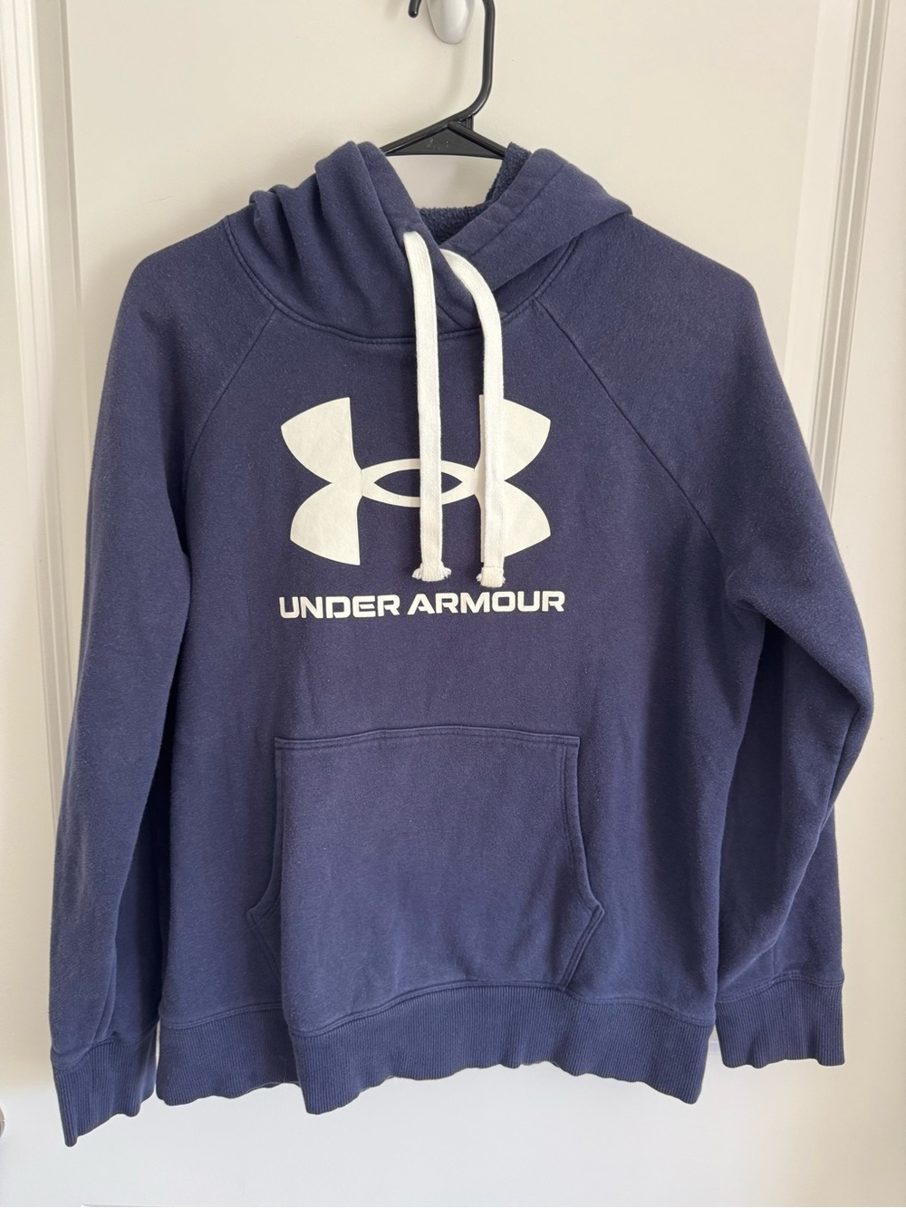 Under Armour Dark Blue Pullover Hoodie with White Logo